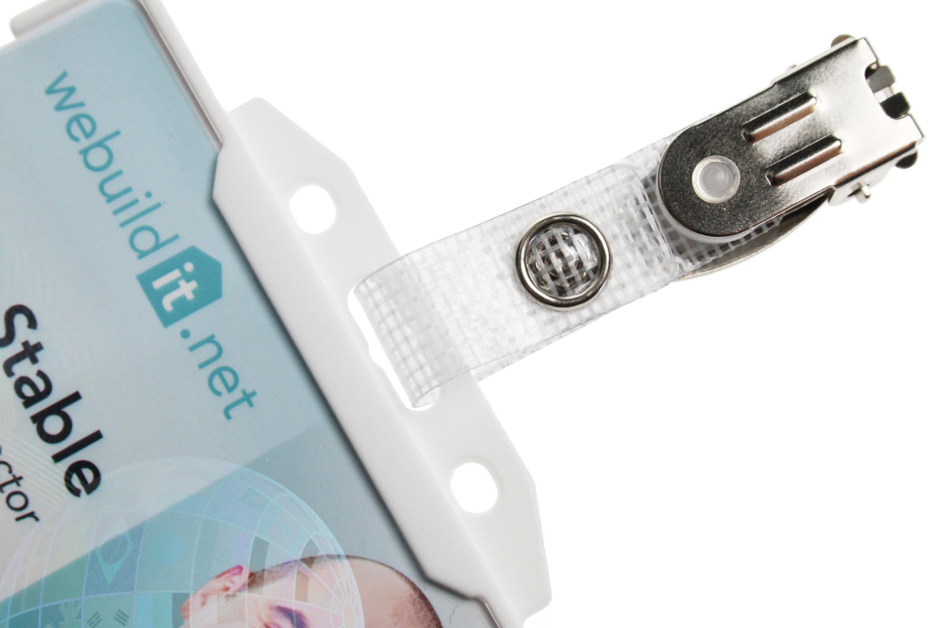 ID Card Clip with Metal Popper Strap (Pack of 100)