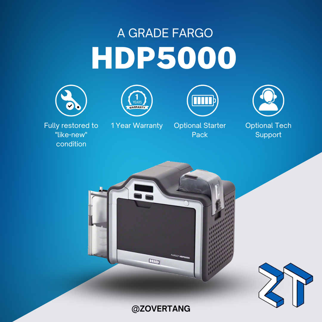 Fargo HDP5000 Single-Sided Retransfer ID Card Printer | High-Definition Printing | USB Connectivity