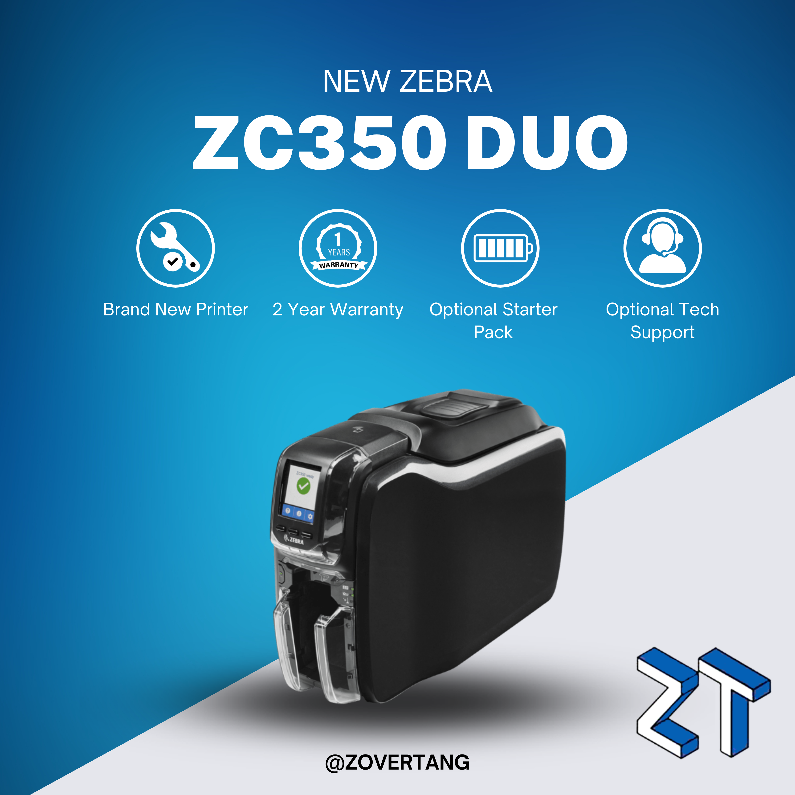 Zebra ZC350 Dual-Sided Plastic Card Printer + Mag Encoder