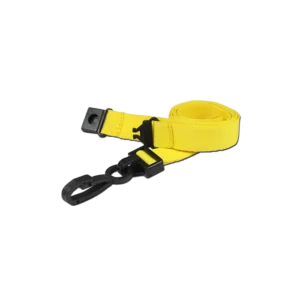 Yellow 15mm Wide Lanyards With Plastic J Clip (Packs of 1-100)