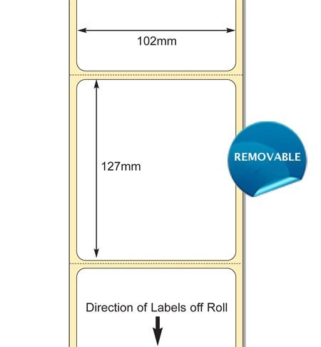 White 102 x 127mm DT Paper Label Removable adhesive