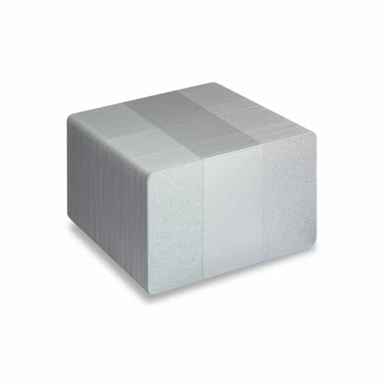 PVC CR80 Metallic Silver Coloured Cards With Solid Core Coloured Edges - 1 - 100