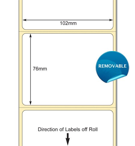 White 102 x 76mm DT Paper Label Removable Adhesive