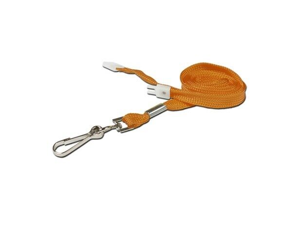 Budget Orange Lanyards - 10mm Wide - Metal Clip - 100 Pack - With Breakaway