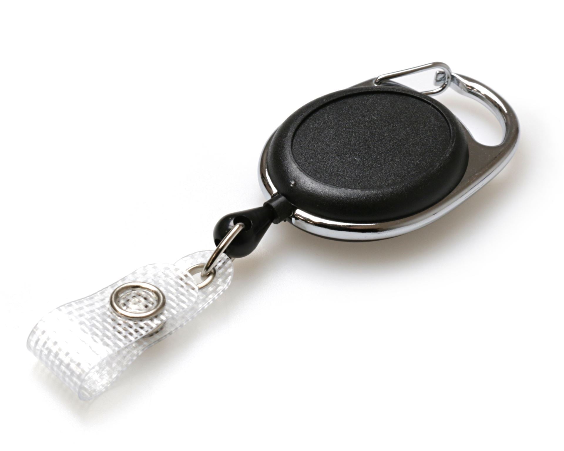 Black Carabiner ID Badge Reels with Recess & Strap Clips (Pack of 50)