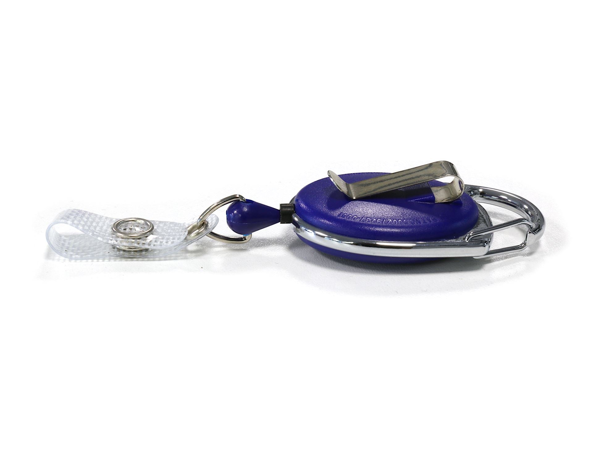 Blue Carabiner ID Badge Reels with Recess, Belt & Strap Clips (Pack of 50)