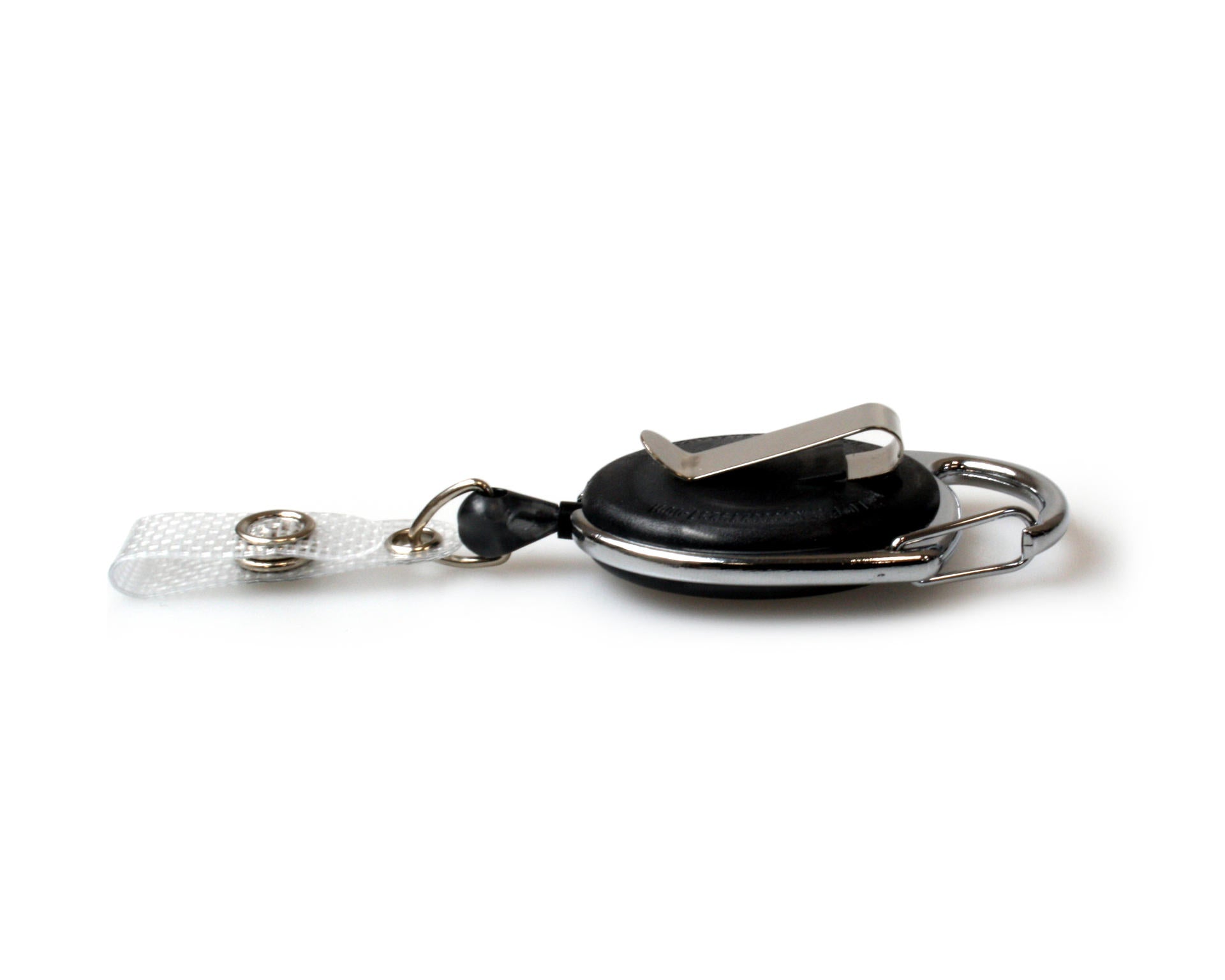 Black Translucent Carabiner Card Reels with Belt Clip and Reinforced ID Straps (Pack of 50)