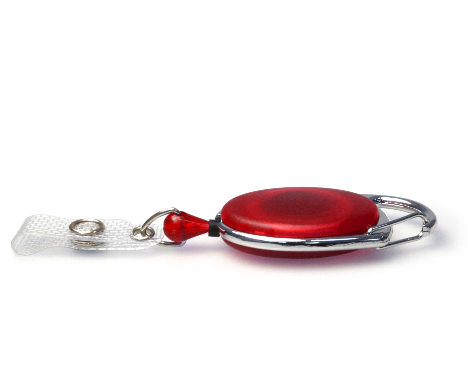Red Translucent Carabiner Card Reels with Reinforced ID Straps (Pack of 50)