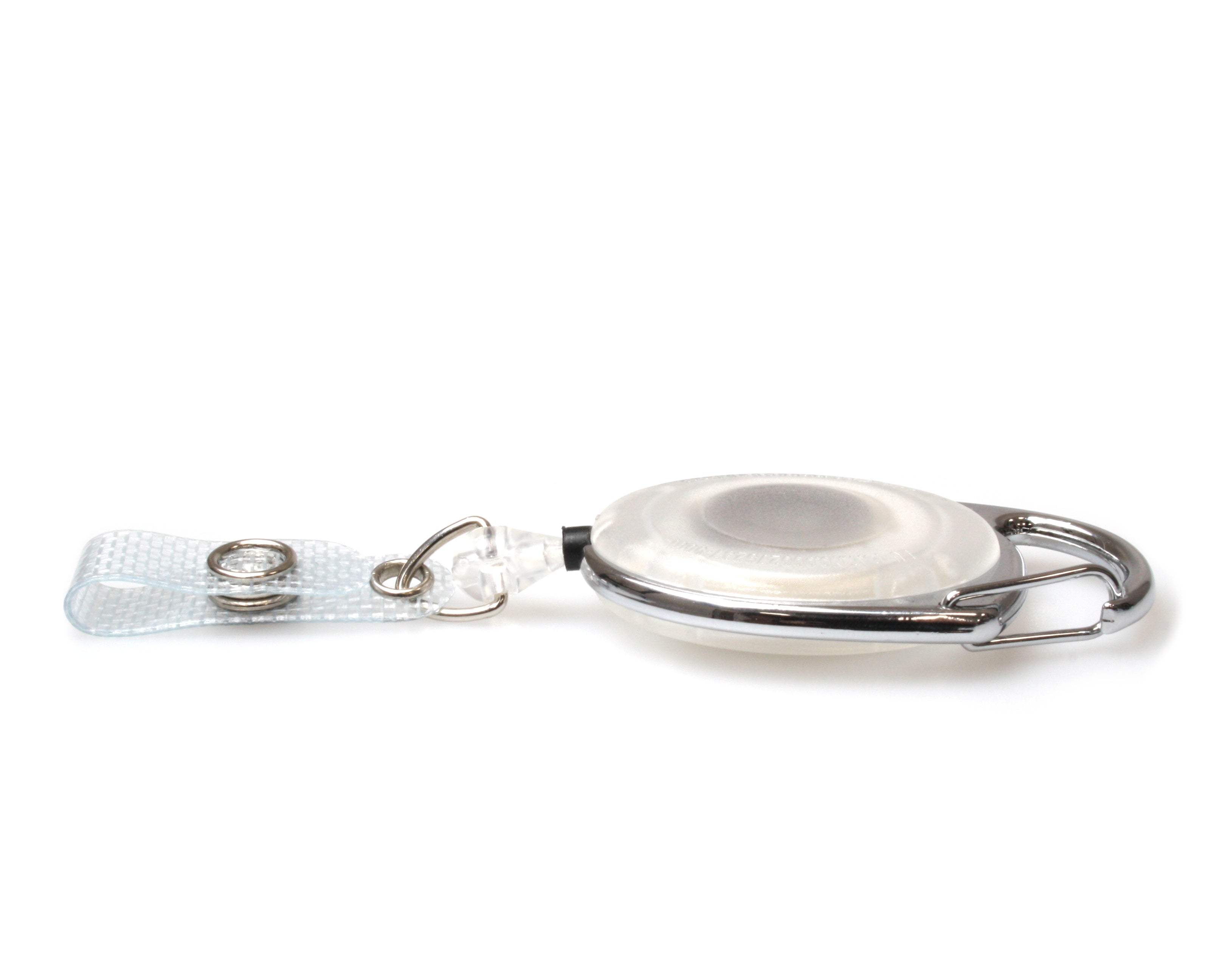 White Translucent Carabiner Card Reels with Reinforced ID Straps (Pack of 50)