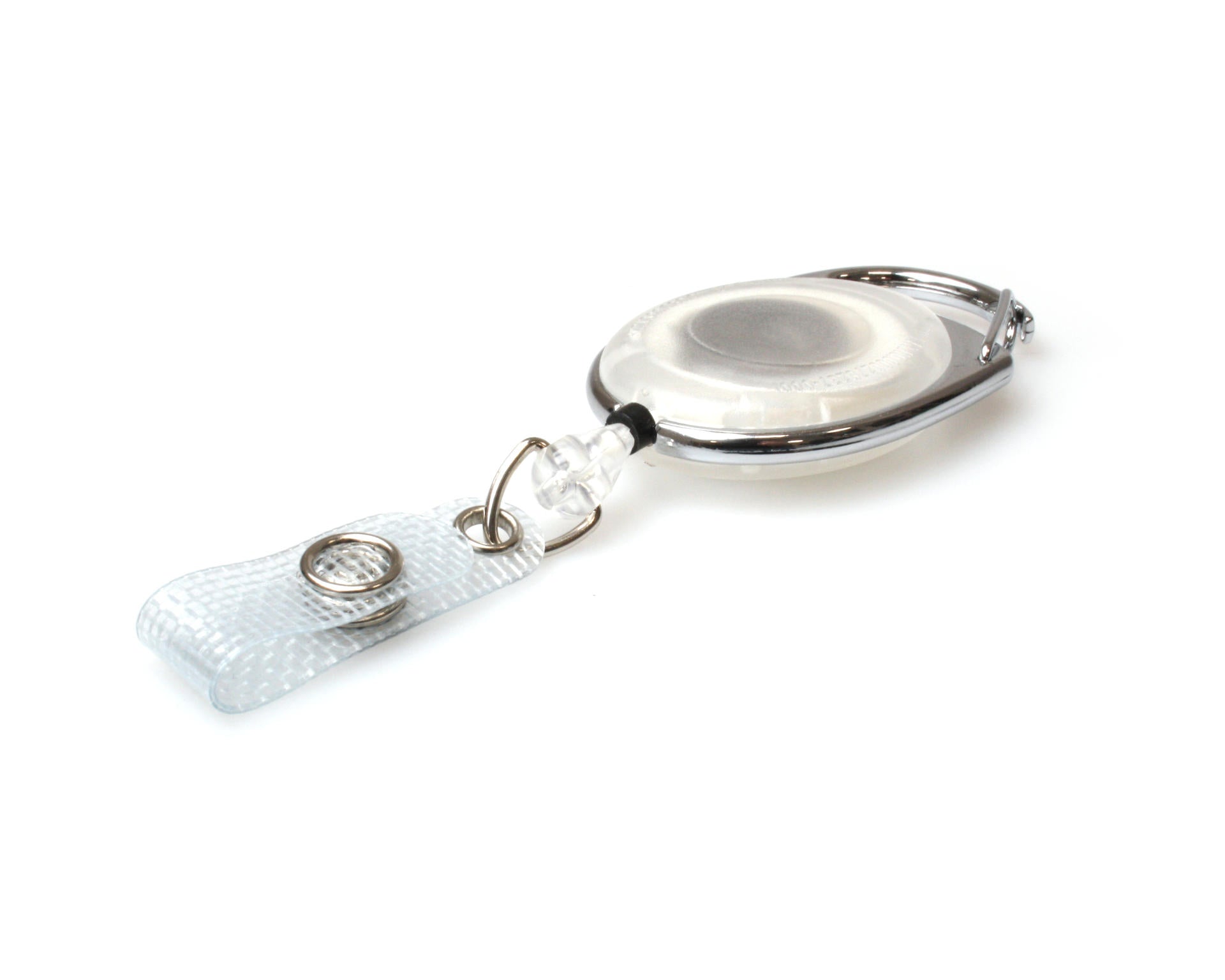 White Translucent Carabiner Card Reels with Reinforced ID Straps (Pack of 50)