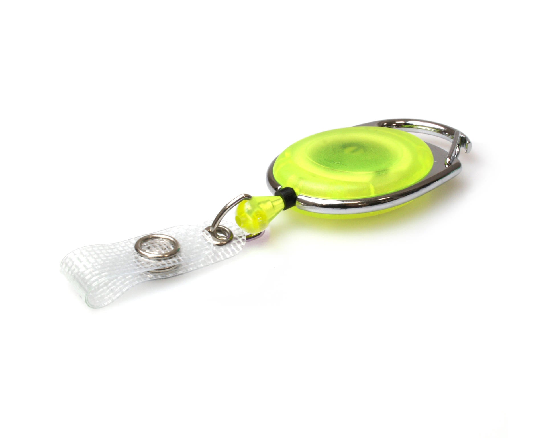 Yellow Translucent Carabiner Card Reels with Reinforced ID Straps (Pack of 50)