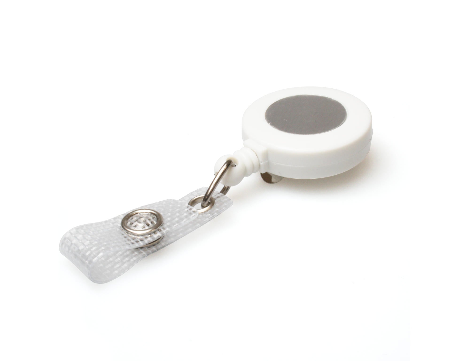 White Card Reels with Reinforced ID Straps with Silver Sticker (Pack of 50)