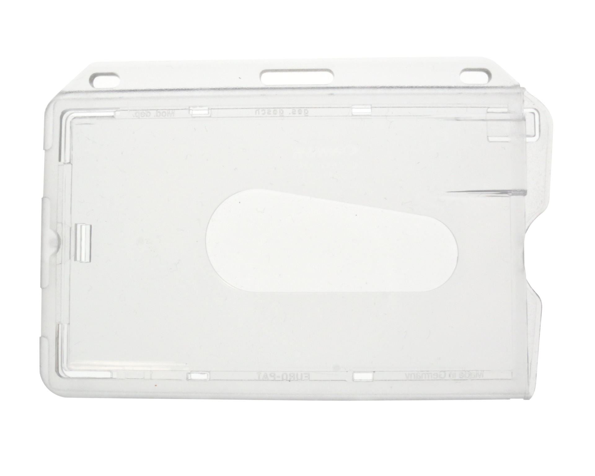 Enclosed Clear Rigid Card Holder with Thumb Notch - Landscape - Pack of 100