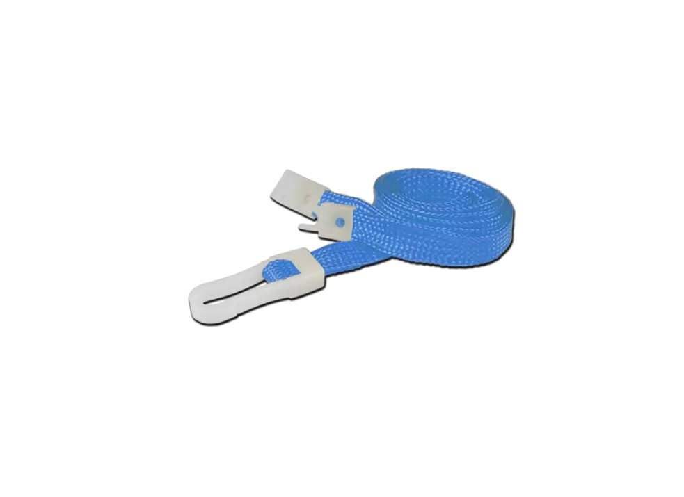 Budget Sky Blue Lanyards - 10mm Wide - Plastic Clip - 100 Pack - With Breakaway