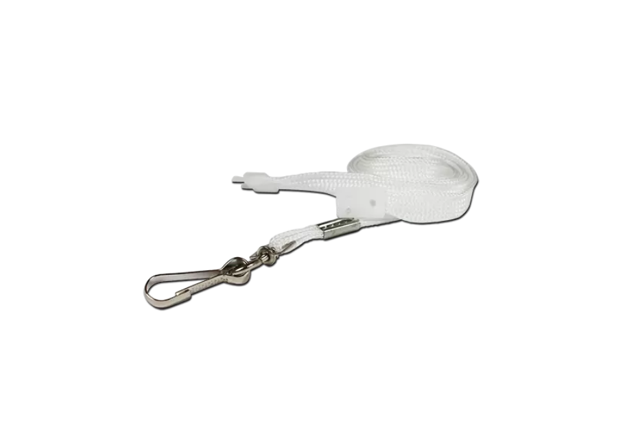 Budget White Lanyards - 10mm Wide - Metal Clip - 1-100