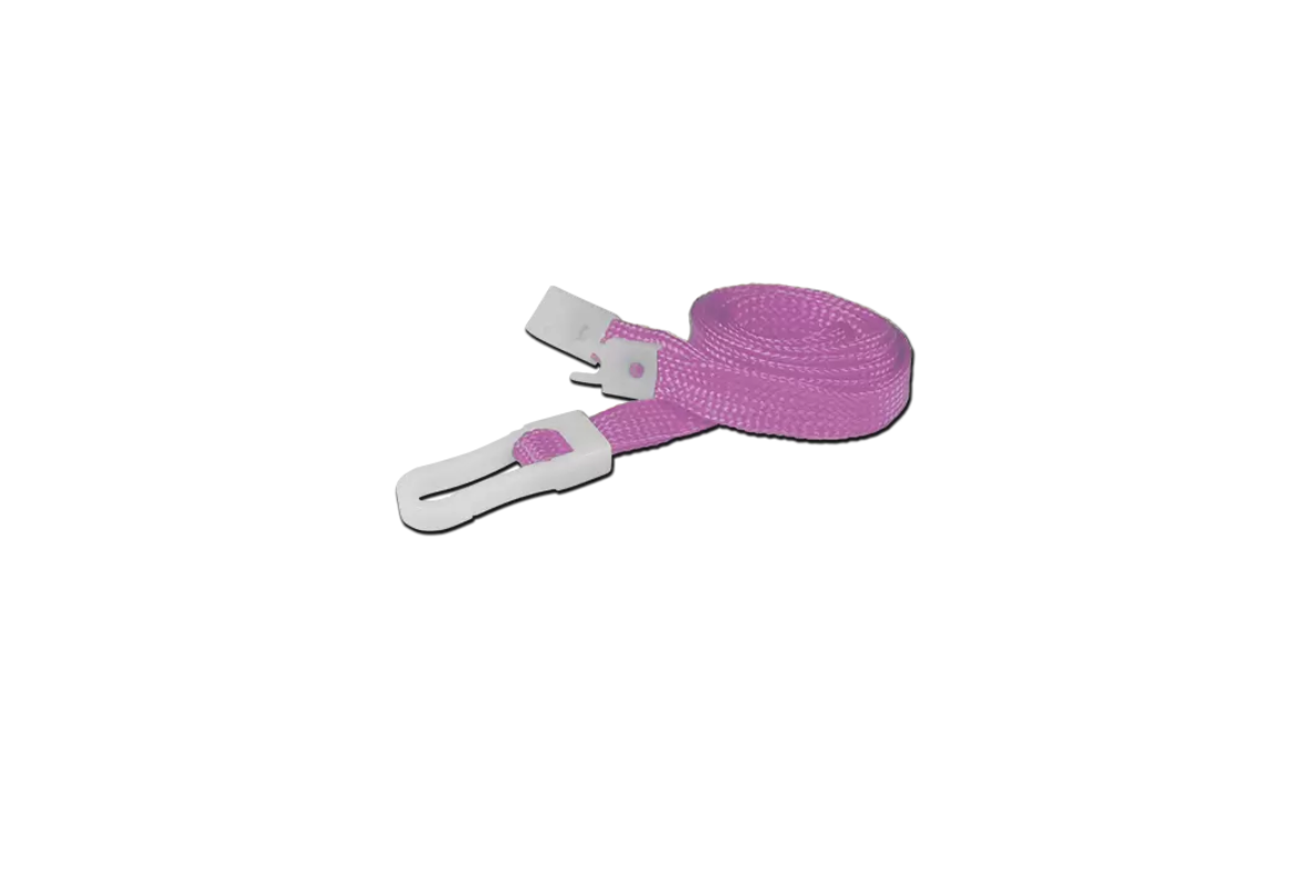 Budget Pink Lanyards - 10mm Wide - Plastic Clip - 100 Pack - With Breakaway