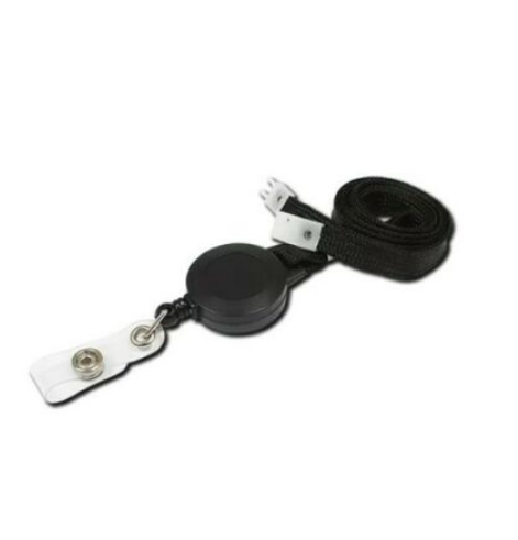 Plain Black - 10mm Retractable Reel Lanyard - Packs of 100 - With Breakaway