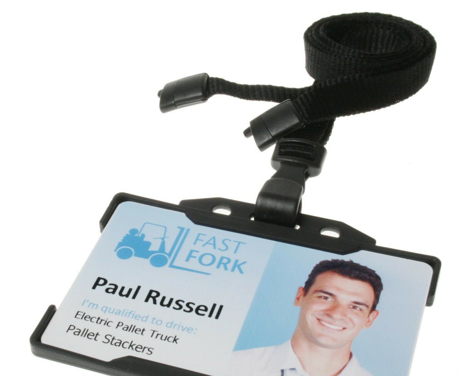 Black Lanyards with Breakaway and Plastic J Clip, 100% Polyester - Packs of 100