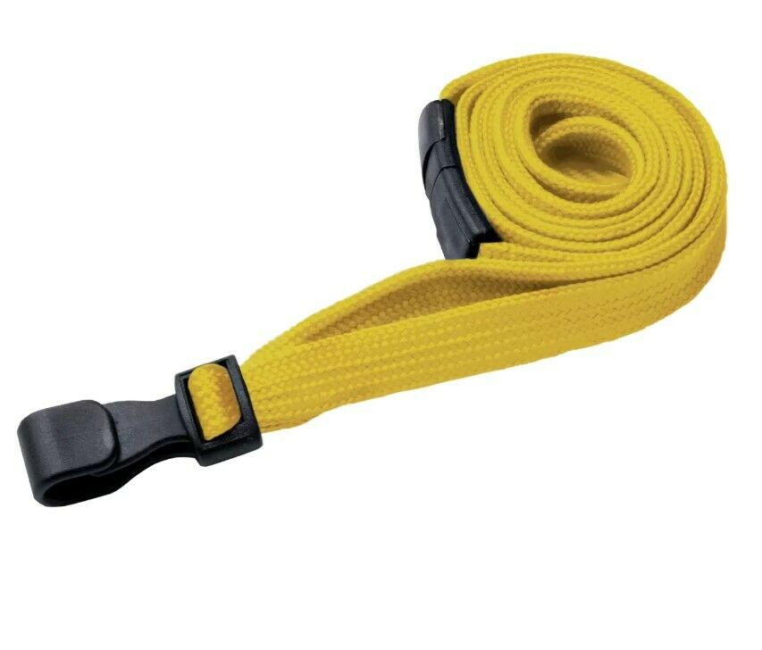 Plain Yellow - 15mm Wide - Anti-Swivel Plastic Clip - 100 Pack - With Breakaway