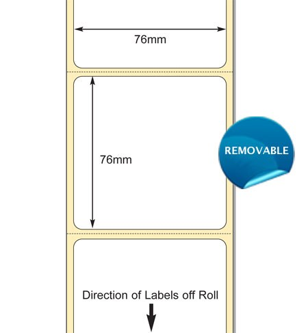 White 76 x 76mm DT standard Paper Label Removable adhesive