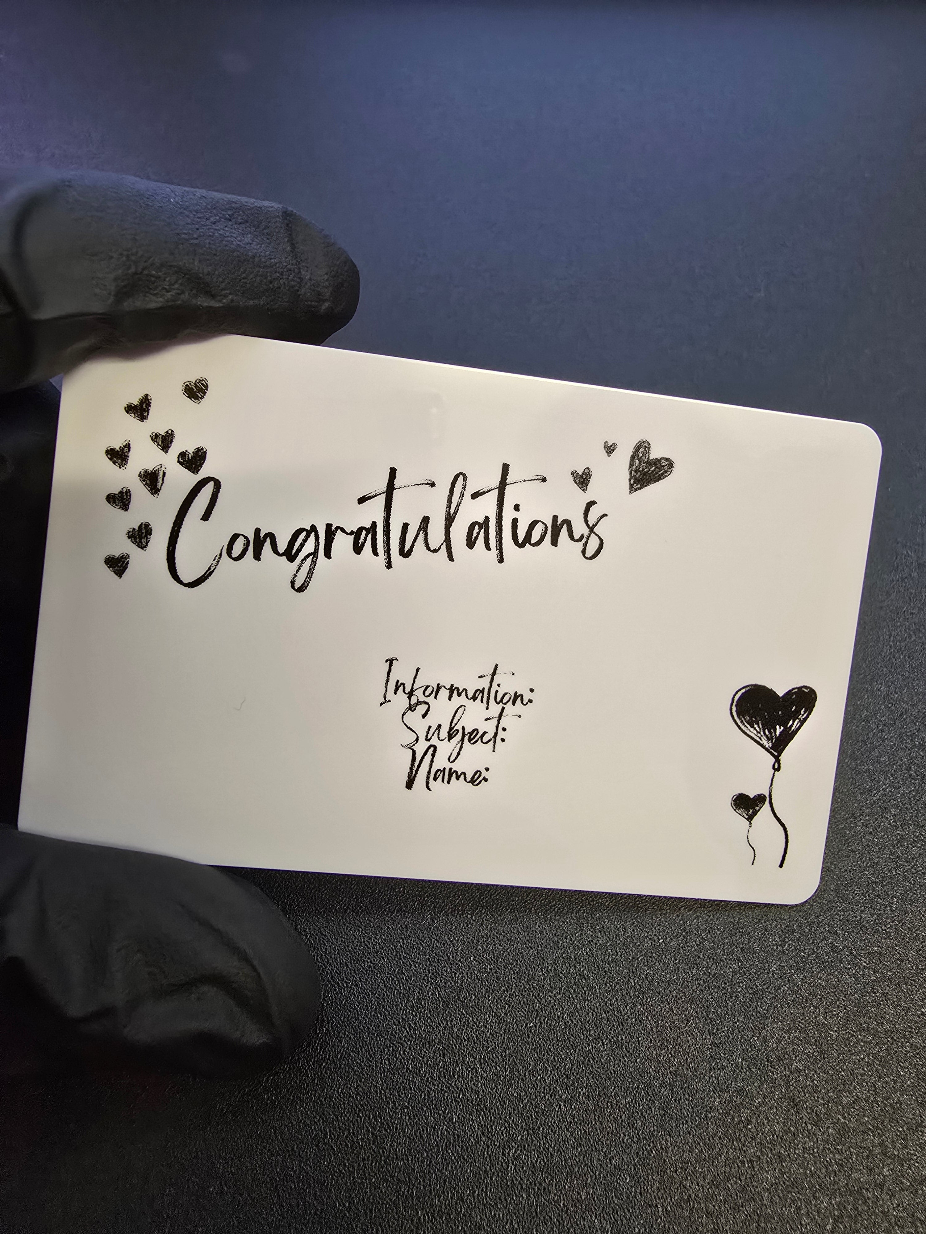 Congratulations Card, Plastic, Credit Card Sized, Customisable