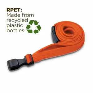Orange Lanyards with Breakaway and Plastic J Clip, Polyester - 1-100