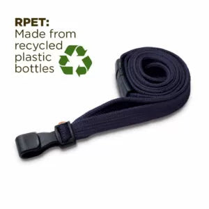 Navy Blue 10mm Wide Lanyard With Plastic J Clip (Packs of 1-100)