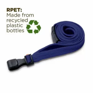 Mid Blue 10mm Wide Lanyard With Plastic J Clip (Packs of 1-100)