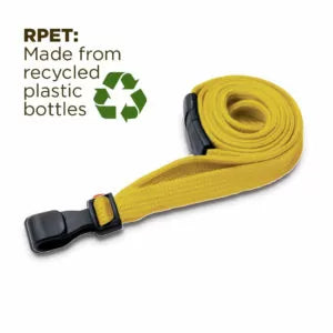 Yellow 10mm Wide Lanyard With Plastic J Clip (Packs of 1-100)