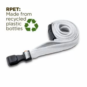 White 10mm Wide Lanyards With Plastic J Clip (Packs of 1-100)