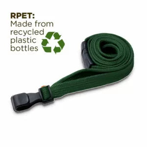 Green 10mm Wide Lanyard With Plastic J Clip (Packs of 1-100)