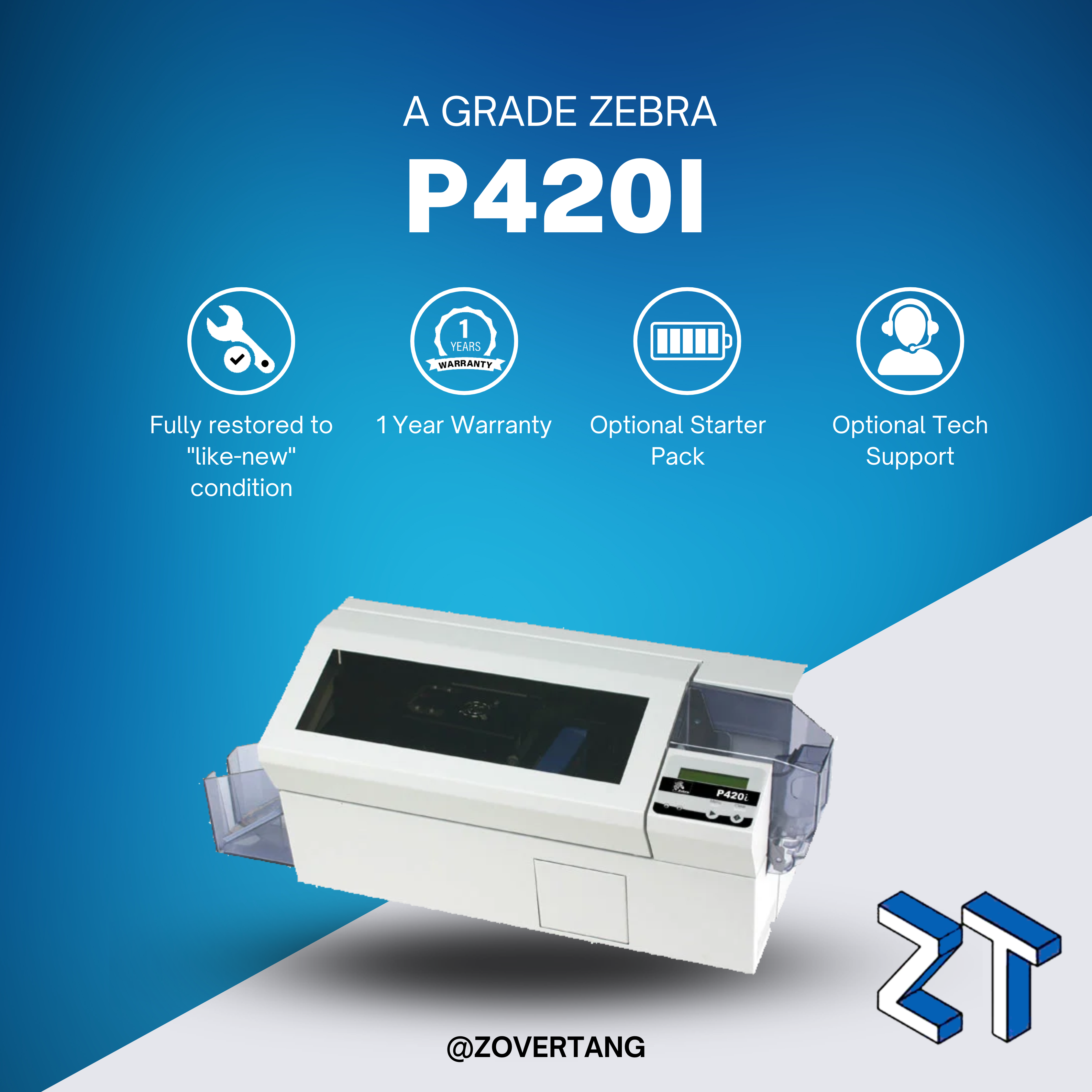 Zebra P420i Dual-Sided ID Card Printer | High-Quality & Efficient | Tested with Warranty