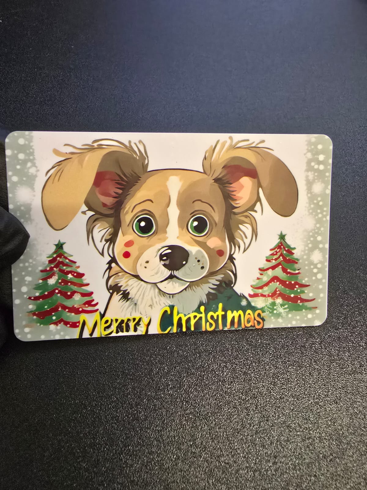 Plastic Puppy Merry Christmas Card