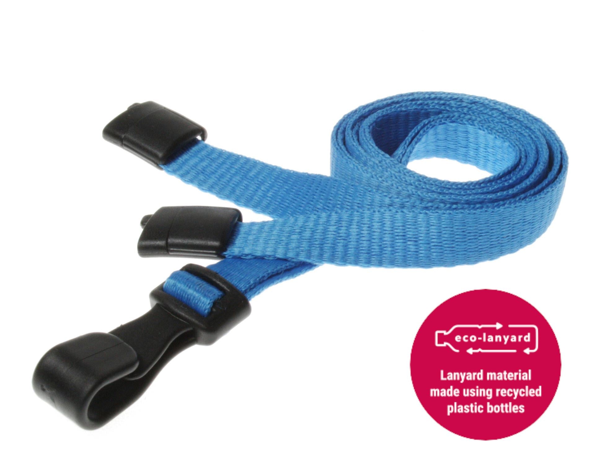 10mm Recycled Plain Lanyards  - Any Colour - with Plastic J Clip - Packs 1 - 100