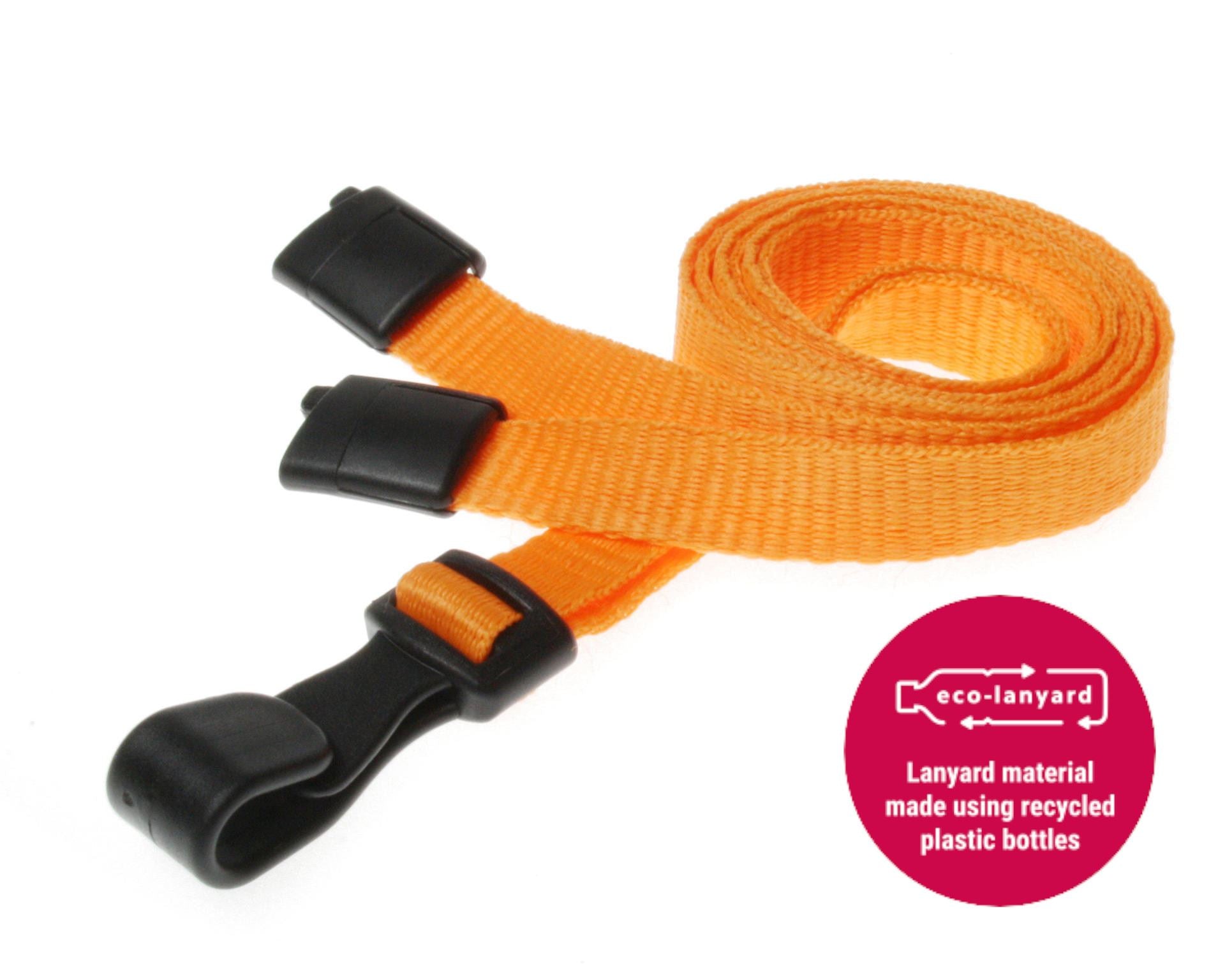 10mm Recycled Plain Lanyards  - Any Colour - with Plastic J Clip - Packs 1 - 100