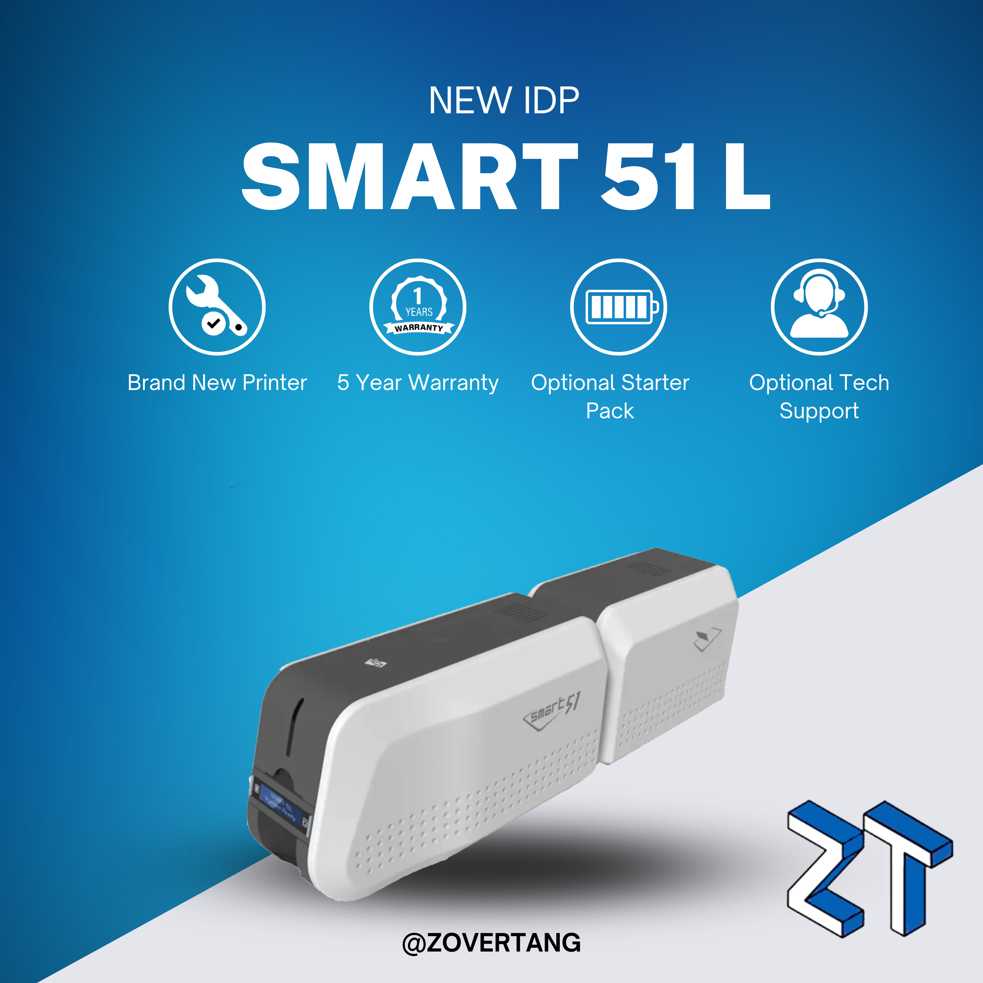 Smart-51D Dual-Sided ID Card Printer | Secure Locking & Contactless Ready