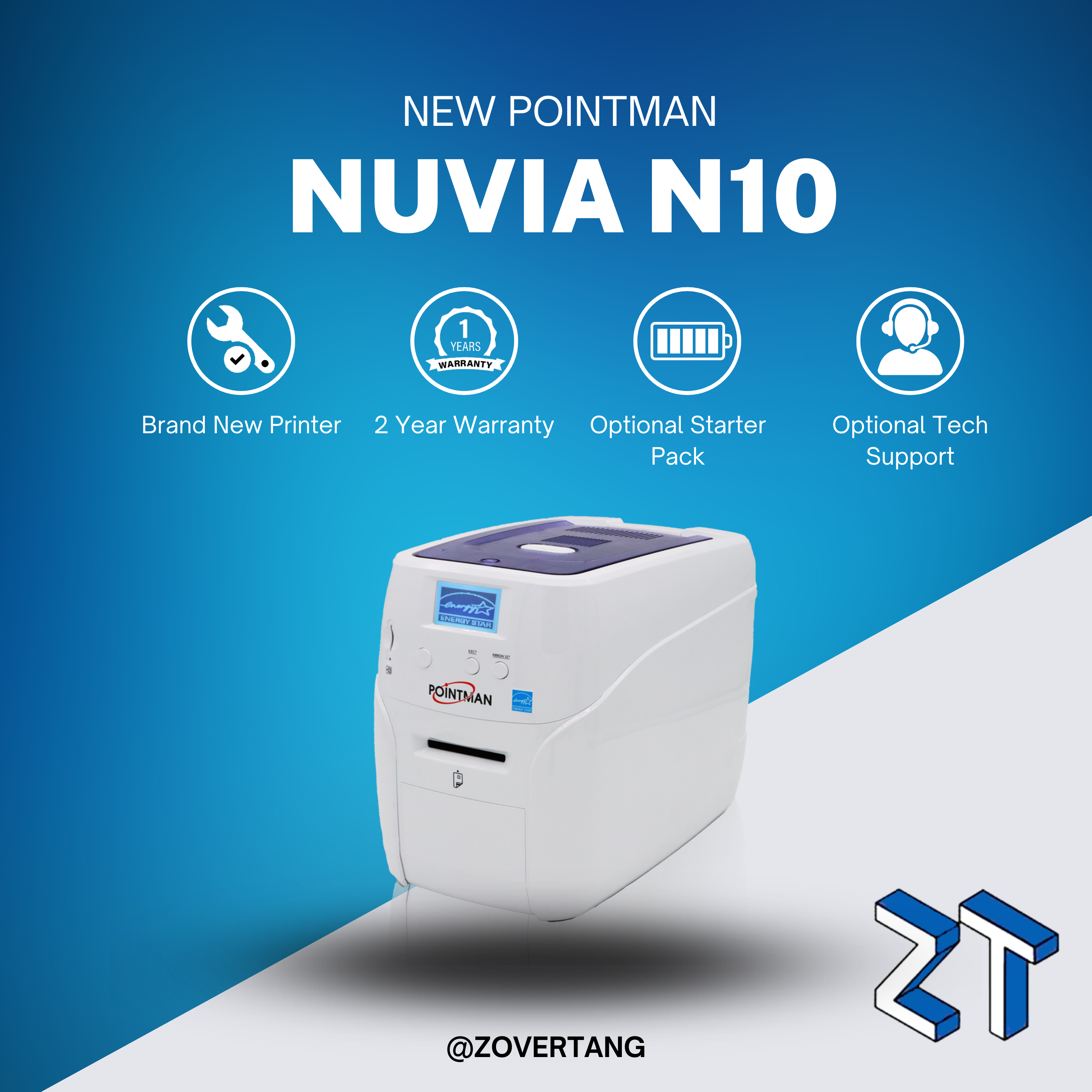 Pointman Nuvia N10 Single-Sided ID Card & Badge Printer | Compact & Reliable