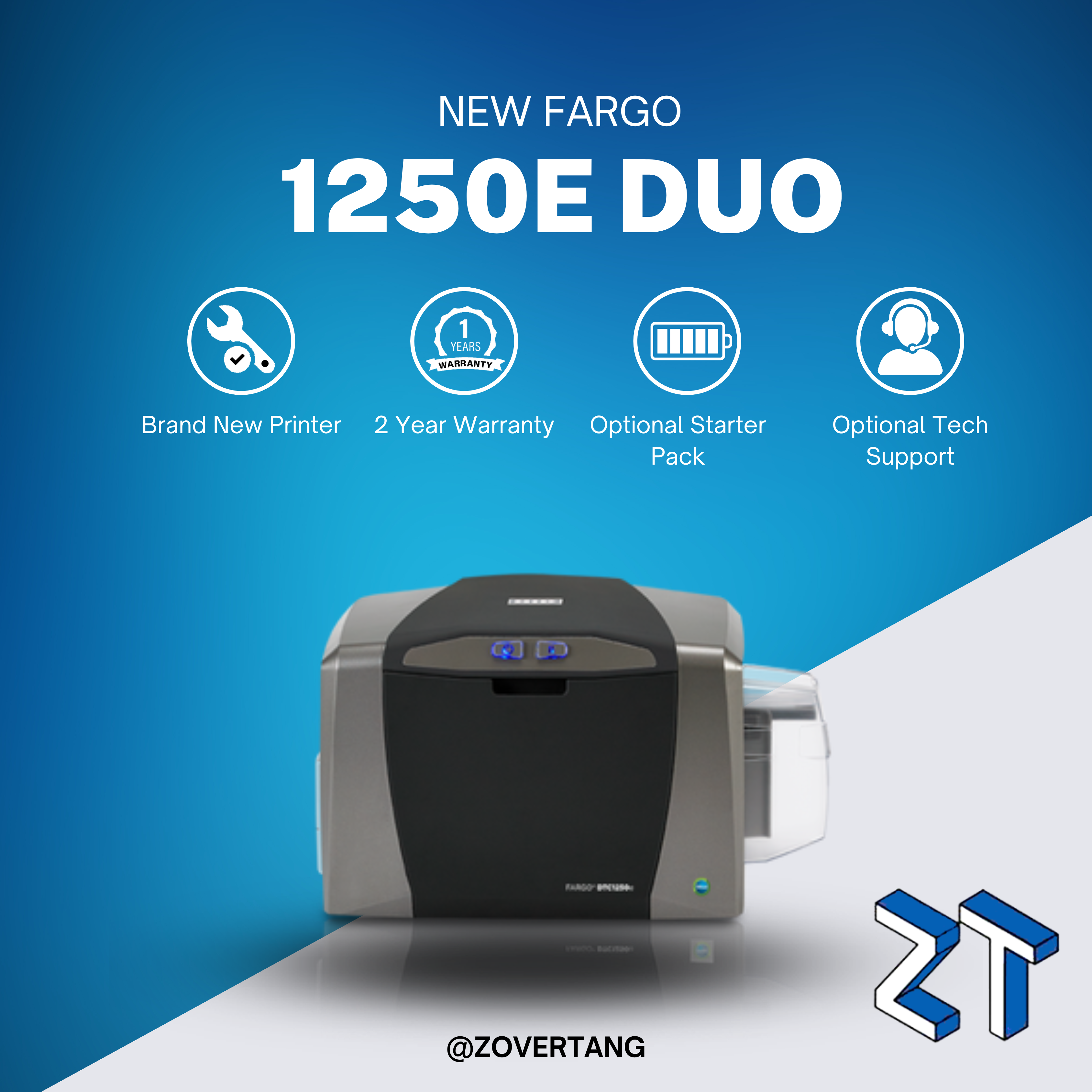 Fargo DTC1250e Dual-Sided ID Card Printer with Ethernet – Fast & Compact