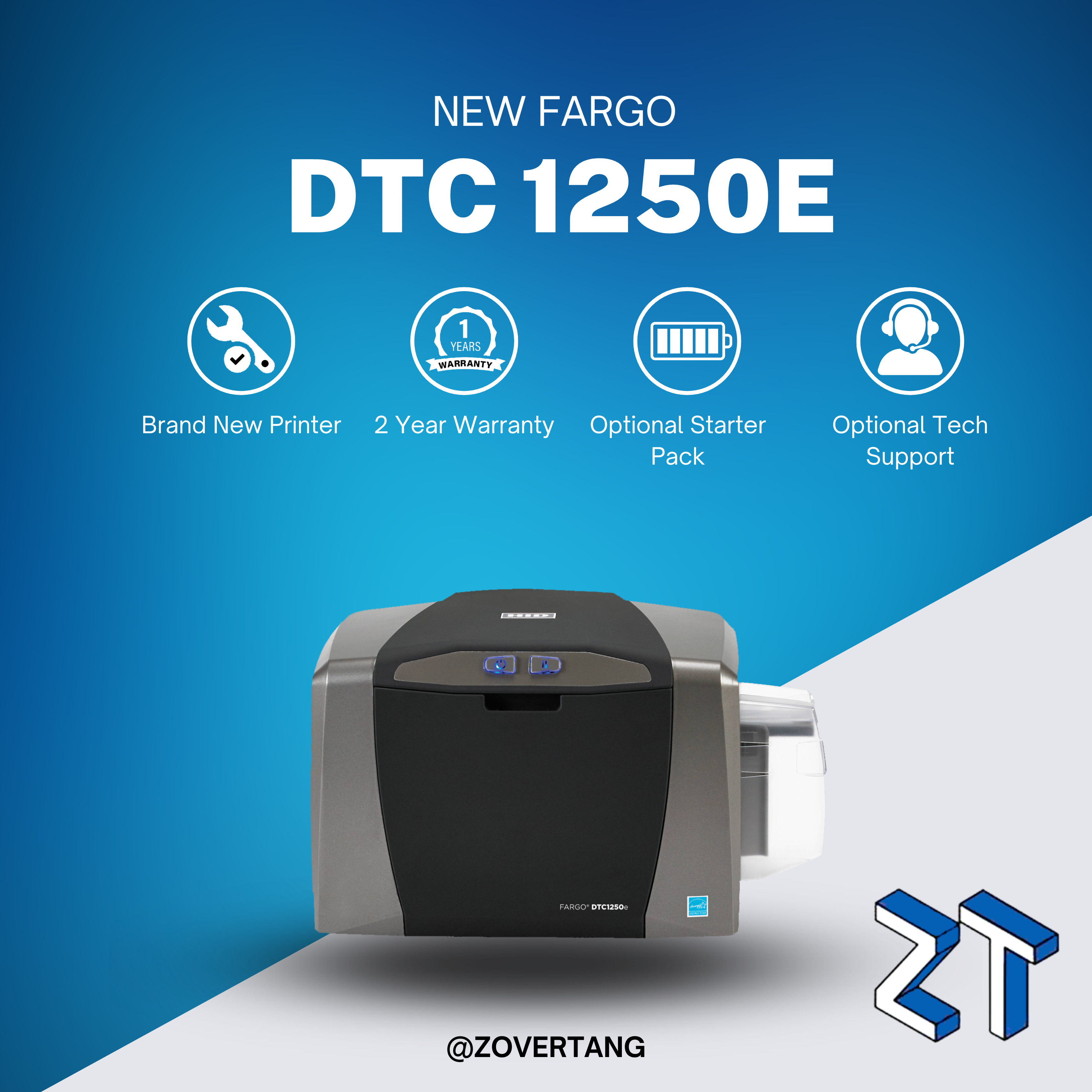 Fargo DTC1250e Single-Sided ID Card Printer with Ethernet | Fast & Compact