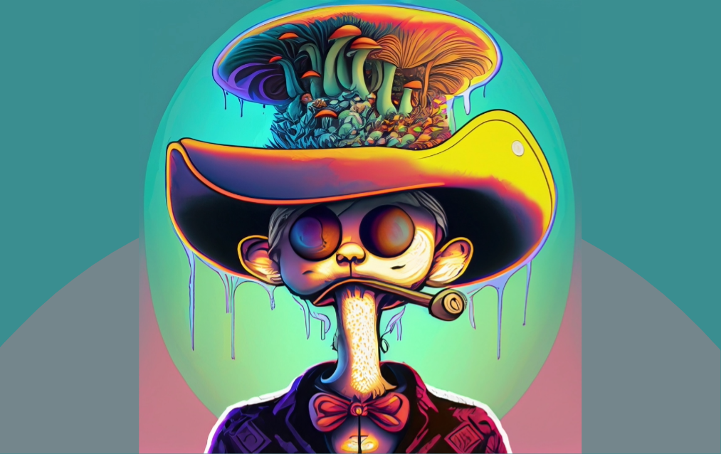 Neon-Vibrant-Mushroom Man - Novelty ID Cacrd