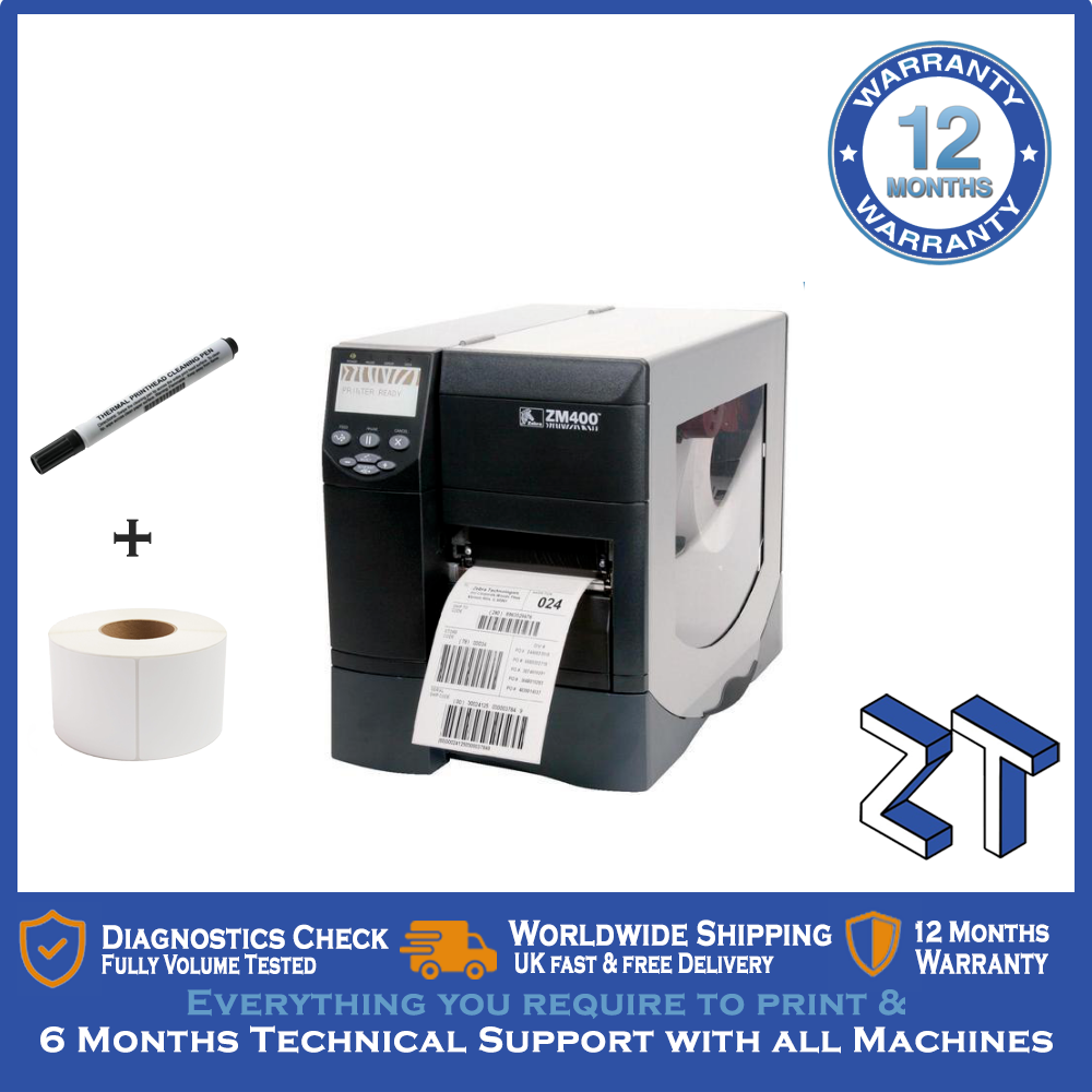 Zebra ZM400 203 DPI Thermal Transfer Label Printer With USB & Ethernet