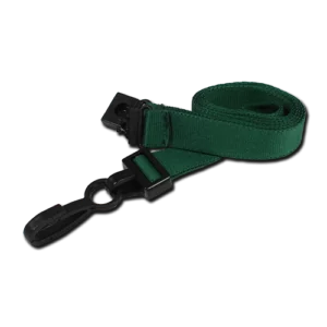 Green 15mm Wide Lanyards With Plastic J Clip (Packs of 1-100)