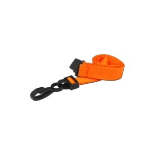 Orange 15mm Wide Lanyards With Plastic J Clip (Packs of 1-100)
