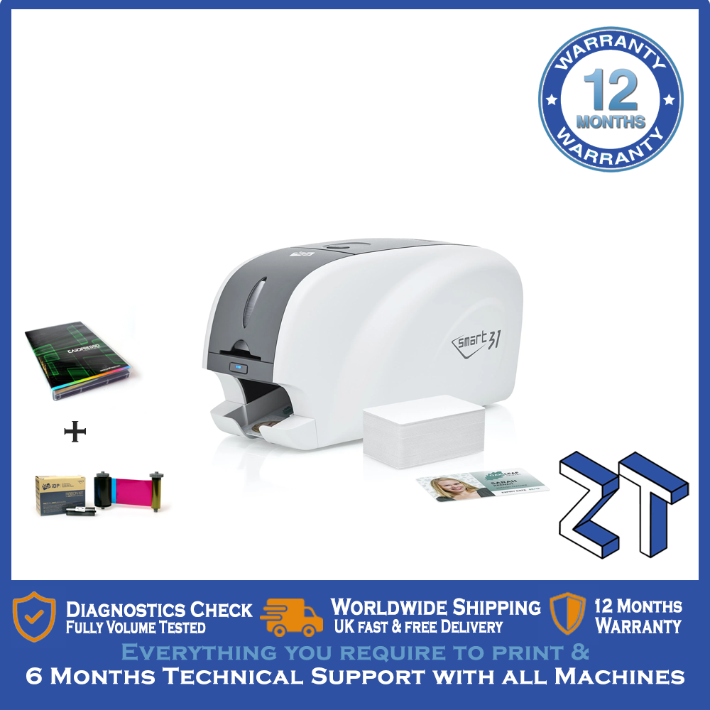 IDP Smart 31 ID Card Printer (Single-Sided) with Starter Pack & Tech Support