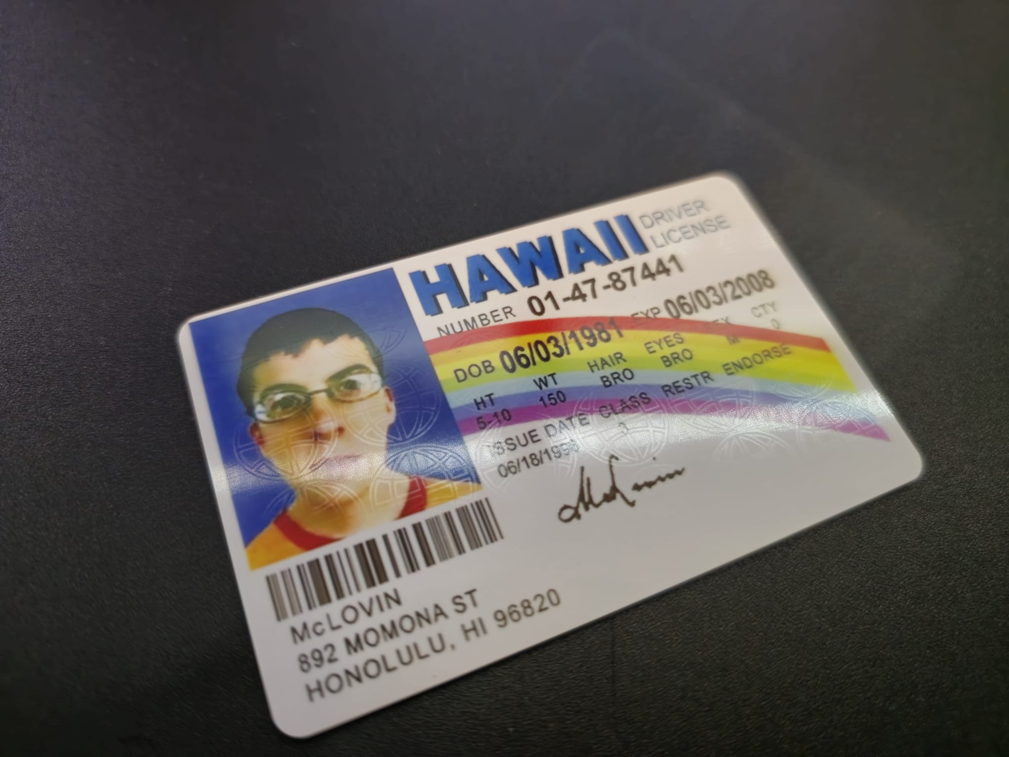 McLovin ID Card - Superbad Film Novelty Prop - Plastic Card