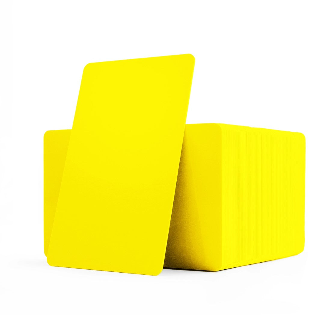 PVC CR80 Yellow Plastic Cards With Solid Core Coloured Edges - 1-100