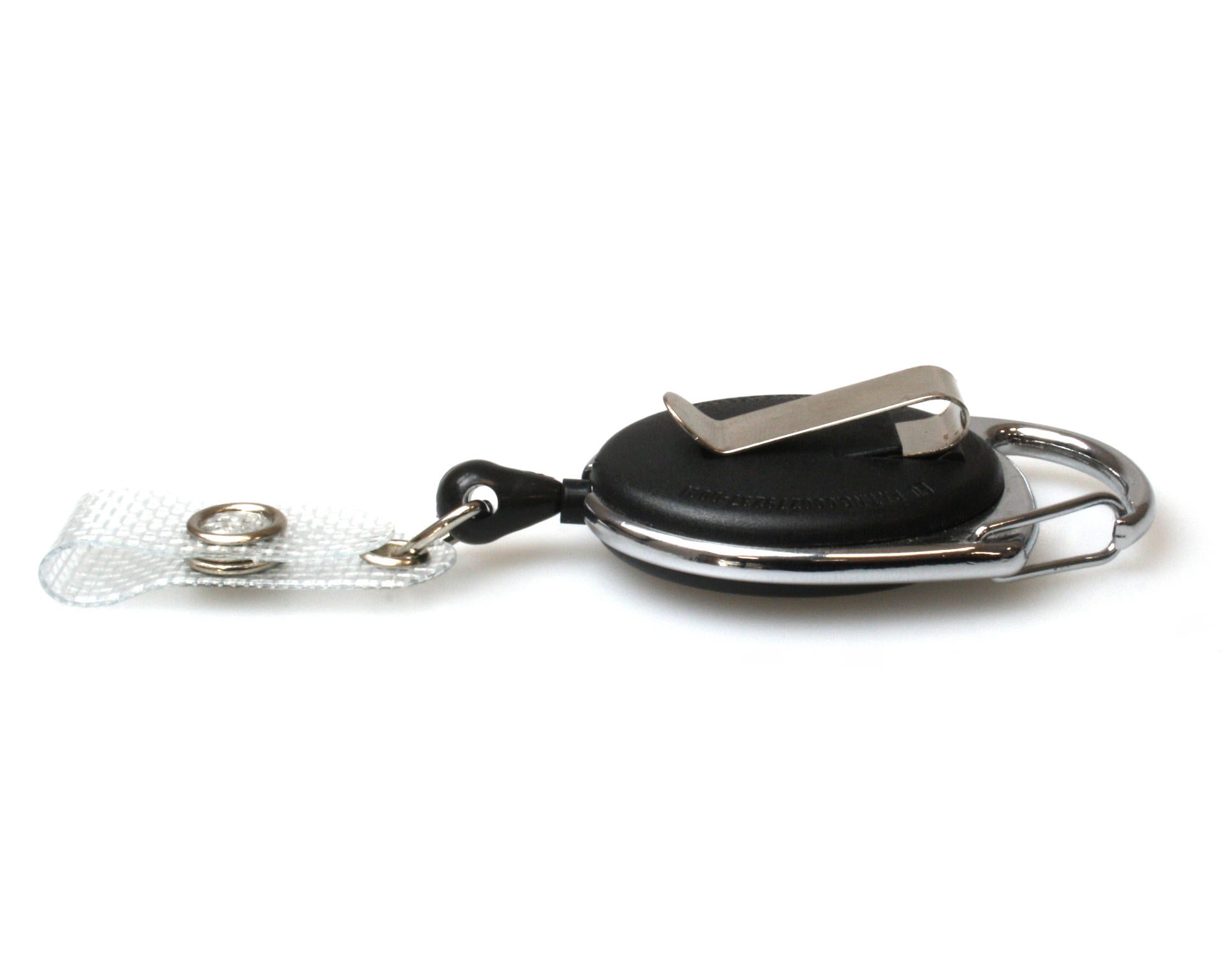 Black Solid Carabiner Card Reels with Belt and Reinforced Straps (Pack of 50)