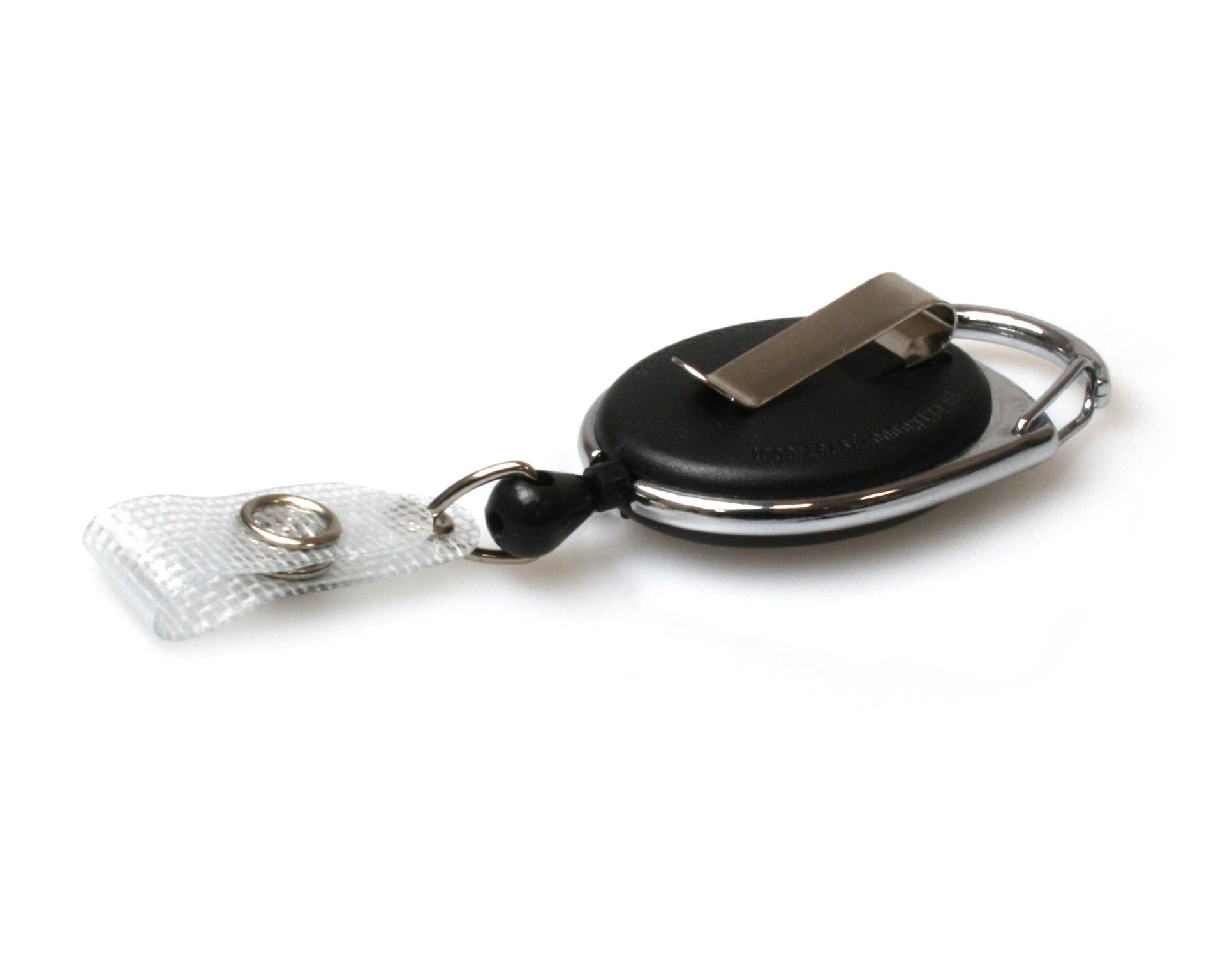 Black Solid Carabiner Card Reels with Belt and Reinforced Straps (Pack of 50)