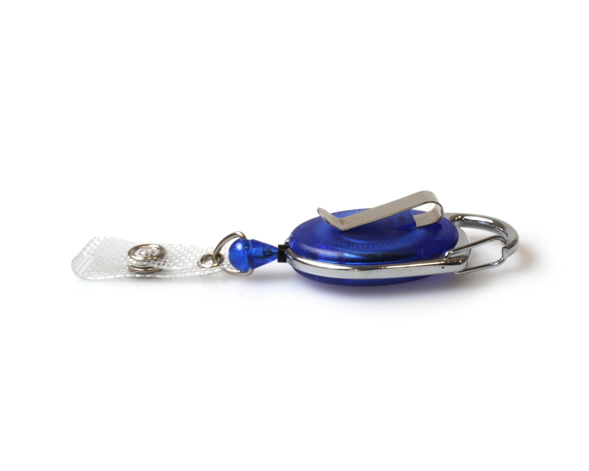 Blue Translucent Carabiner Card Reels with Belt and Reinforced ID Straps (Pack of 50)