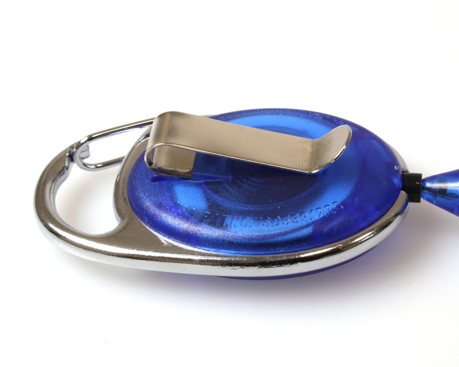 Blue Translucent Carabiner Card Reels with Belt and Reinforced ID Straps (Pack of 50)
